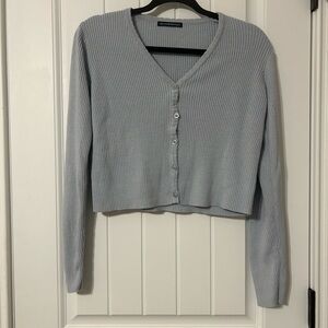 Brandy Melville Blue Grey Button Down Sweater Top